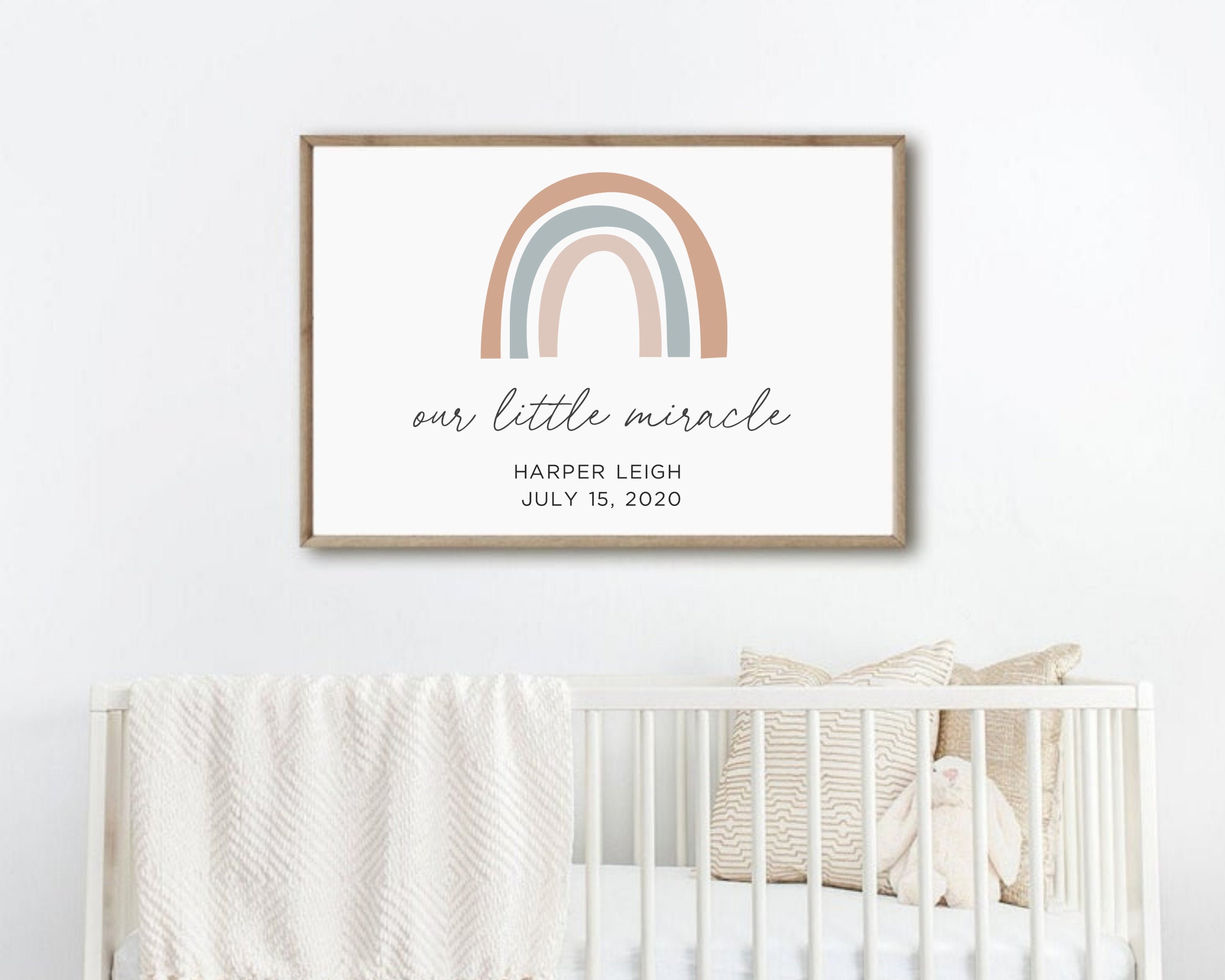 Pastel Rainbow Decor, Baby Name Sign, Rainbow Wall Hanging, Cr
