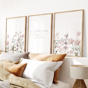 Girl Nursery Wall Art Wildflower Nursery Wall Decor Boho Baby Room Decor Field of Roses She is a ...
