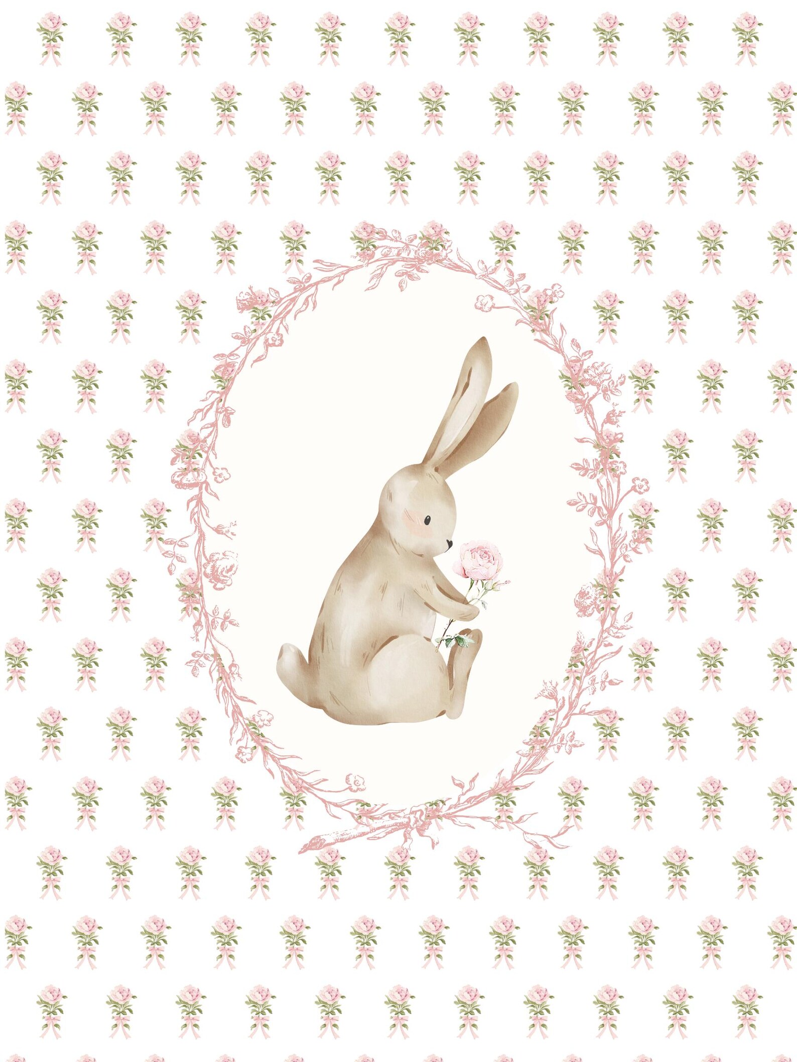 Nursery Cottagecore Prints: Rabbit and Goose Wall Art Pink Flowers for ...
