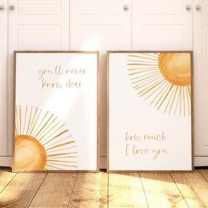 Arte murale per la cameretta dei bambini Sole Arte murale per la cameretta dei bambini con sole giallo Stampa per la cameretta dei bambini Boho Regalo per baby shower Arte murale per bambini neutra di genere Sole