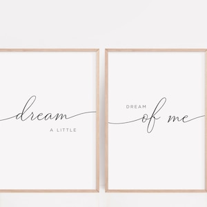 Dream A Little Dream Of Me Sign, Bedroom Sign, Printable Wall Art, Master Bedroom Wall Decor, Guest Room Wall Art, Bedroom Prints