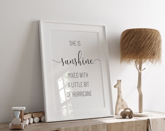 GIRL NURSERY DECOR Girl Nursery Wall Art She is Sunshine Nursery Girl Babyroom Minimalist Girl Nursery Wall Decor Baby Shower Gift Idea