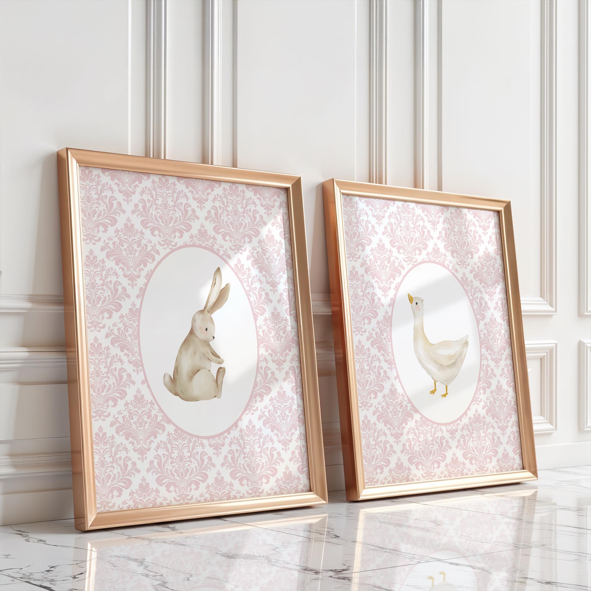 Nursery Wall Art Set of 2 Farmhouse Girl Room Decor Farm Animal Print ...