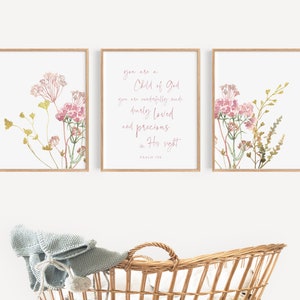 Set Of 3 Nursery Name Sign, Girl Personalize Floral Artwork For Bedroo – DiviArts Studio