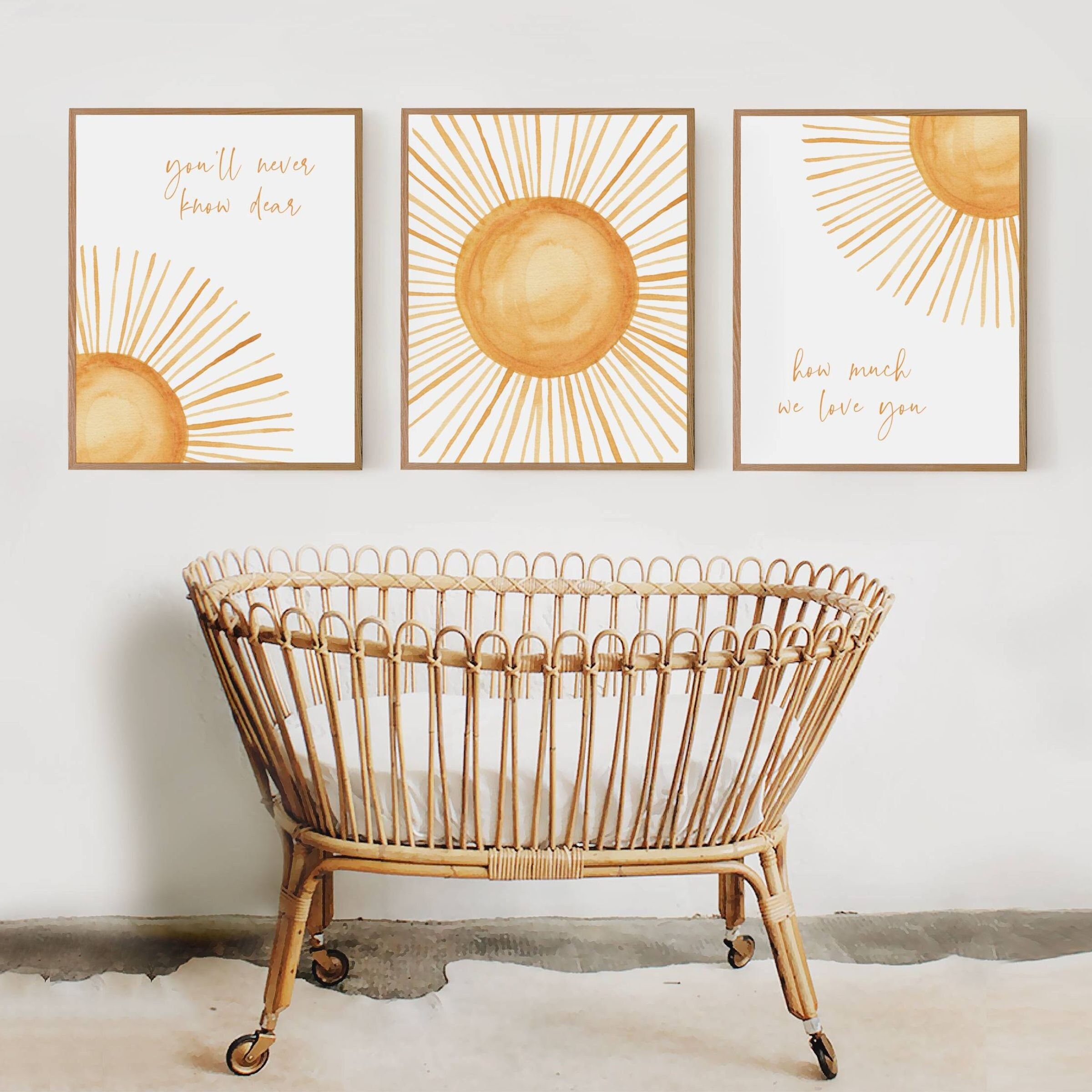 Boho Setting Sun Nursery Wall Art Print, Set of 3 Prints, Boho Sunshine ...