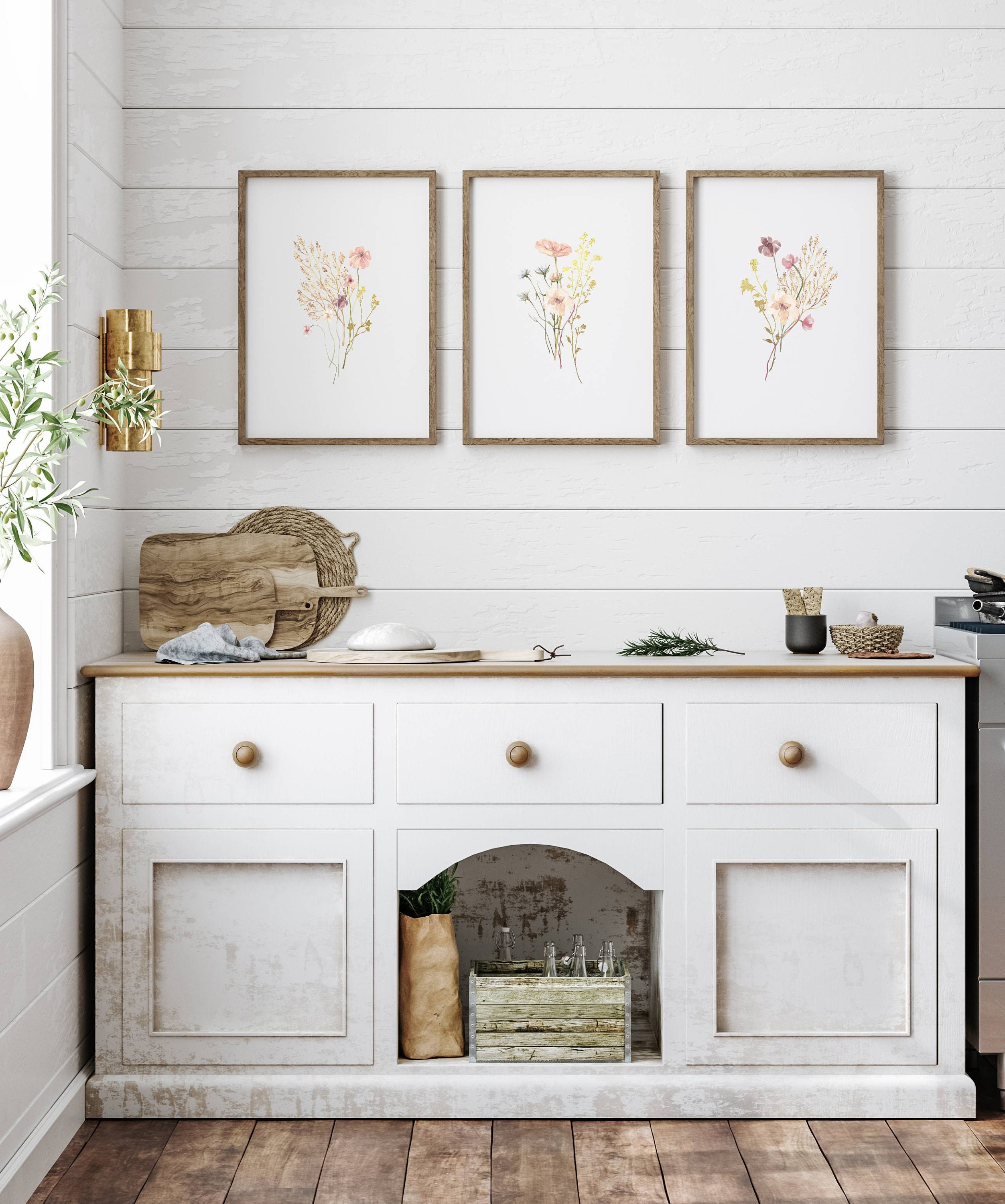 VINTAGE BOTANICAL DECOR Farmhouse Floral Wall Art Etsy