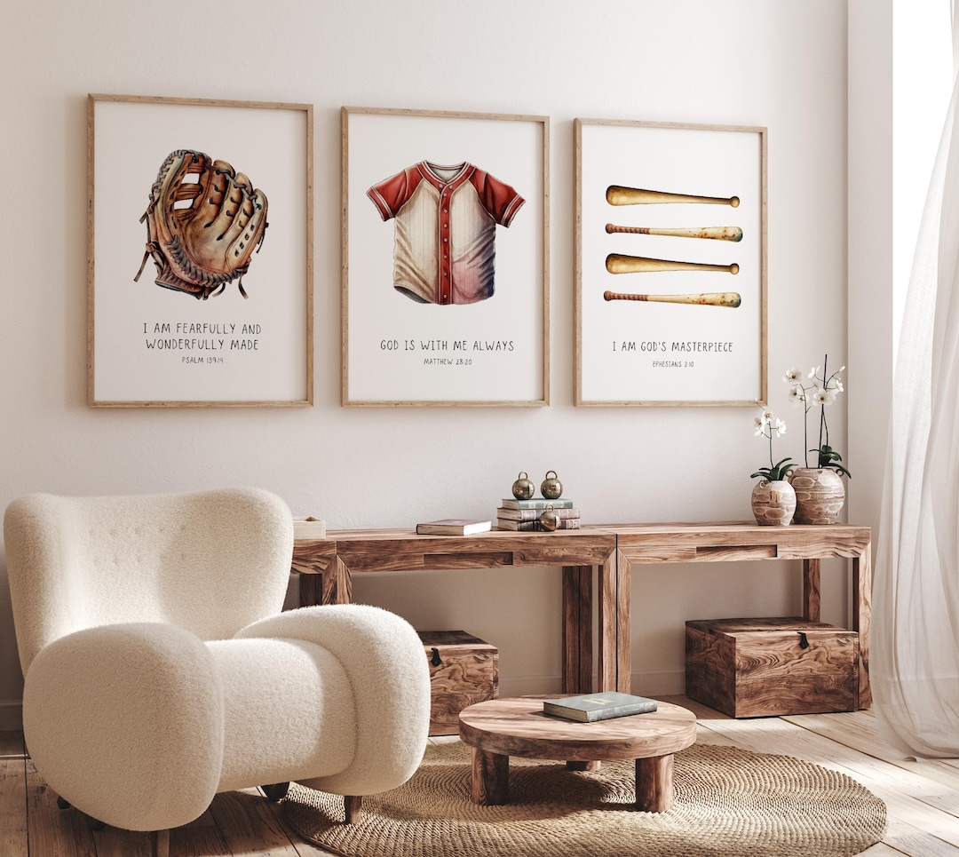 Baseball Prints Boy Room, Bible Verse Nursery Prints, Christian Nursery ...