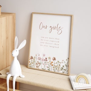 Impresión para habitación de niñas / Arte de pared para habitación de niña con flores silvestres / Decoración de pared para habitación de bebé con flores estilo boho / Idea de regalo para baby shower SIN MARCO