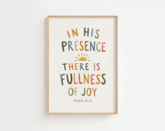 Christian Nursery Wall Art, Psalm 16:11 Bible Verse Print, Kids Room Decor