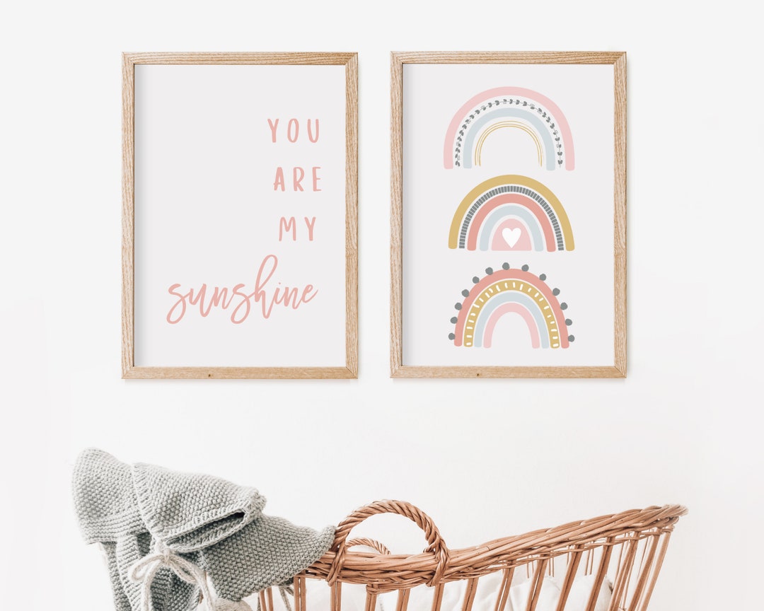 Rainbow Nursery Wall Art Rainbow Nursery Girl Print You Are My Sunshine ...