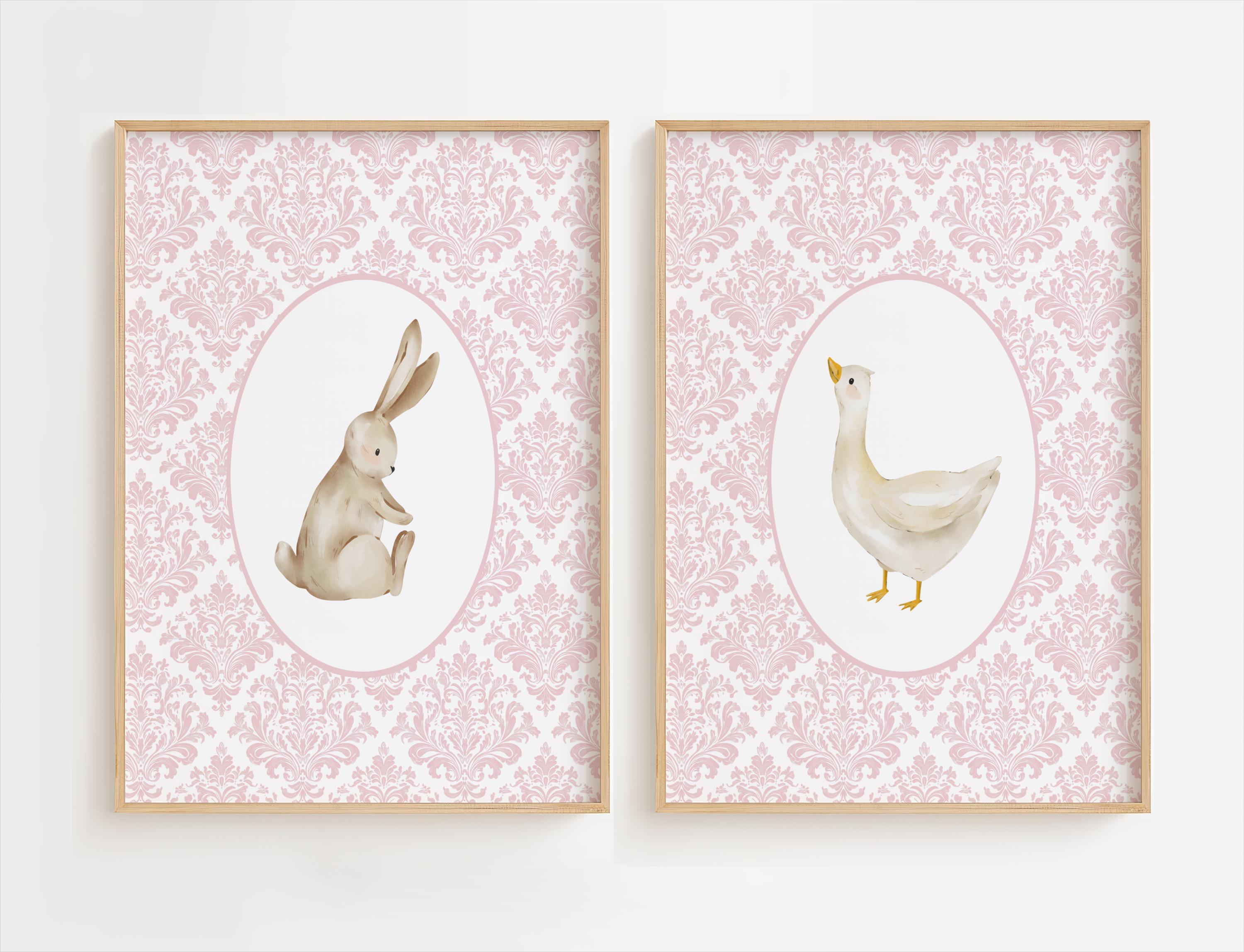 Nursery Wall Art Set of 2 Farmhouse Girl Room Decor Farm Animal Print ...