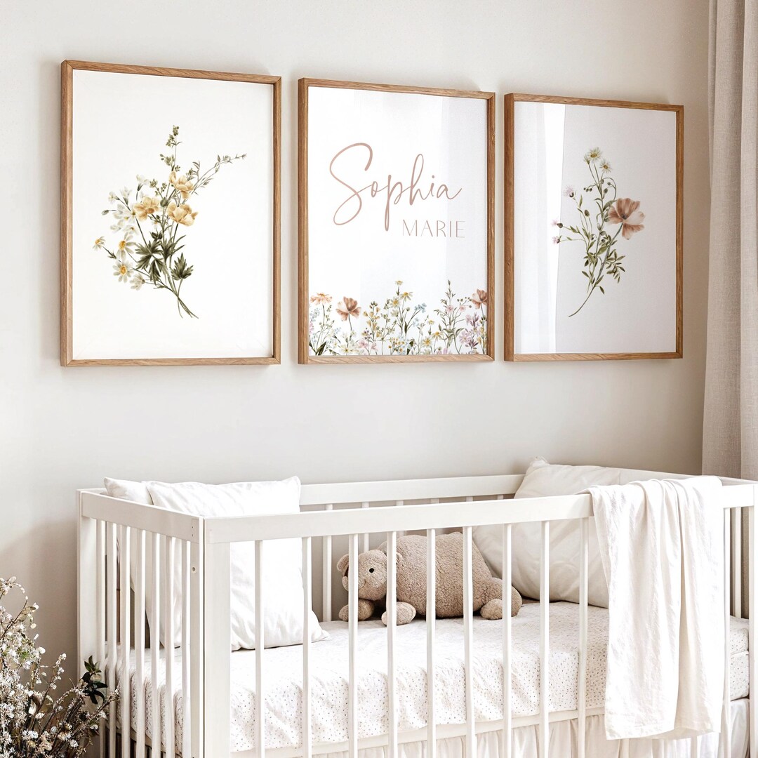 Nursery Wall Art Wildflower Girl Room Decor Botanical Print Floral ...
