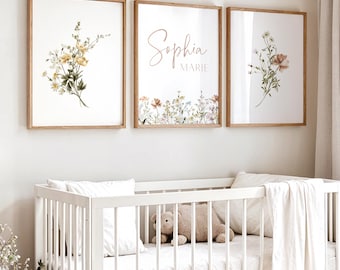 Nursery Wall Art Wildflower Girl Room Decor Botanical Print Floral ...