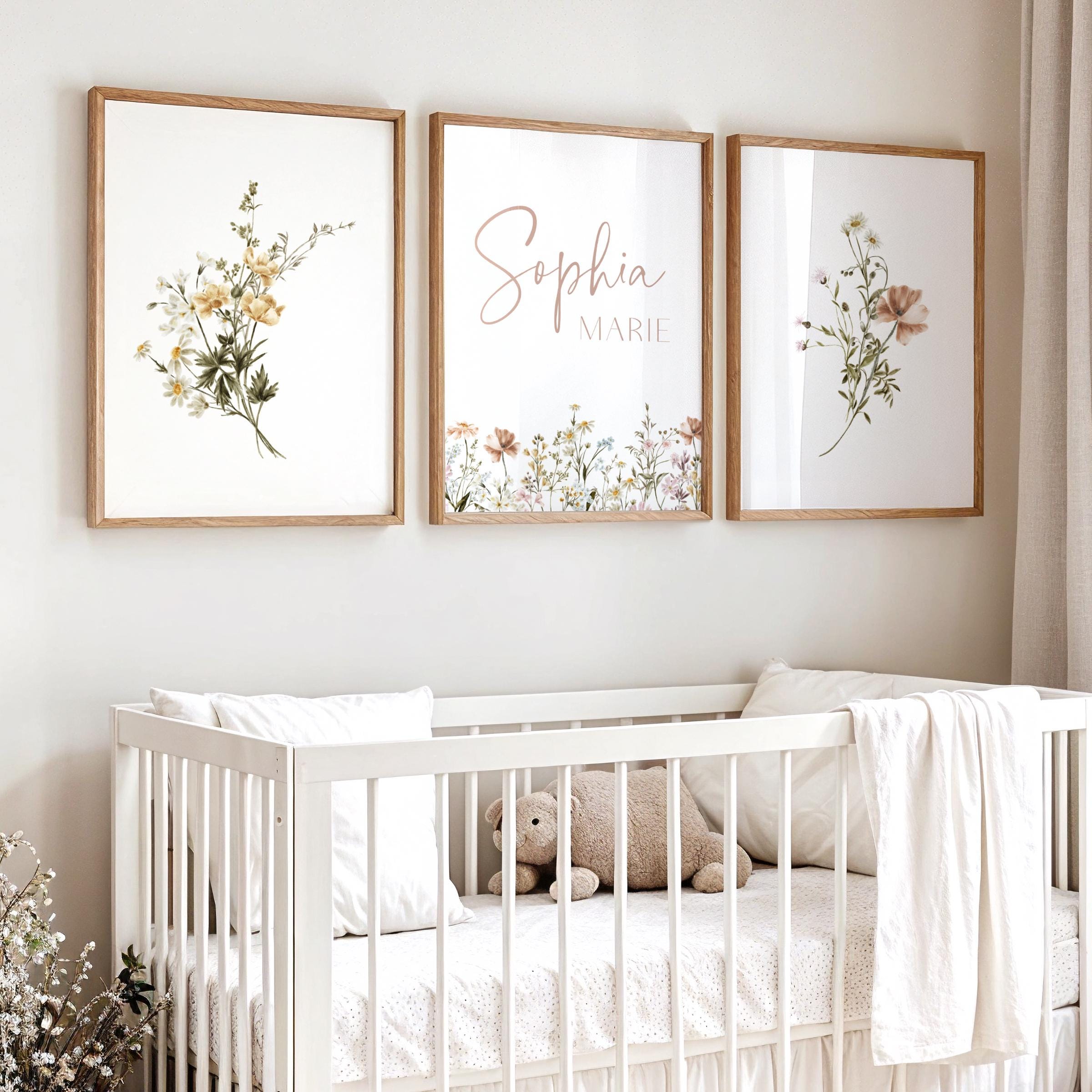 Flower Above Crib Wall Decor Nursery Wall Art Wildflower Girl Room