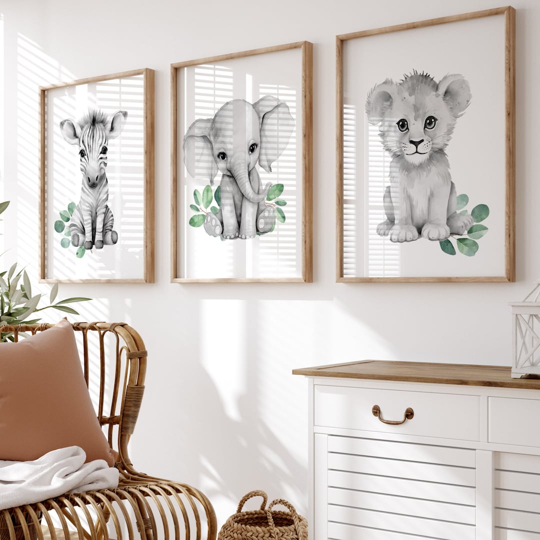 Baby Animal Prints, Safari Nursery Art, Baby Safari Animal Prints