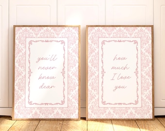 Nursery Prints Pink Set of 2: You'll Never Know Dear Wall Art for Baby Girl Room