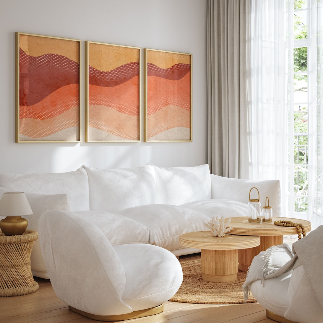 Boho Abstract Wall Art Set of 3 Prints Terracotta Neutral - Etsy