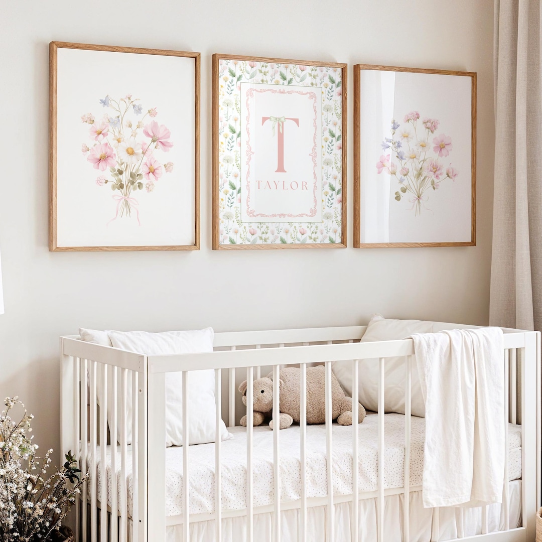 Nursery Wall Art Cottagecore Decor Baby Room Girl Decor Flower Prints ...