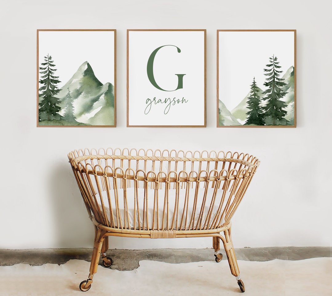 Woodland Nursery Wall Art Forest Nursery Tree Nursery Decor Mountain ...