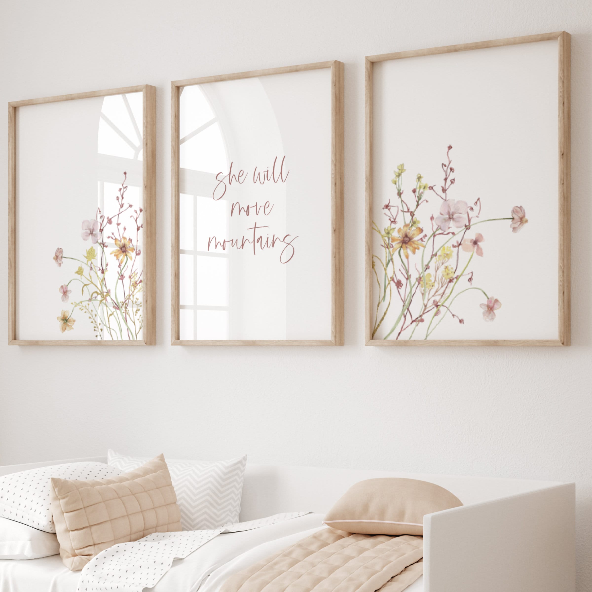 Wildflower Nursery Wall Art for Baby Girl Room Wildflower Nursery Wall Art Boho Nursery Wall Art Botanical Nursery Wall Decor 533