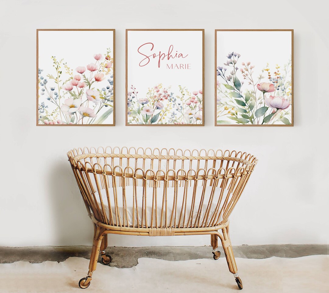 Boho Nursery Wall Art Wildflower Nursery Decor Botanical Print Floral ...