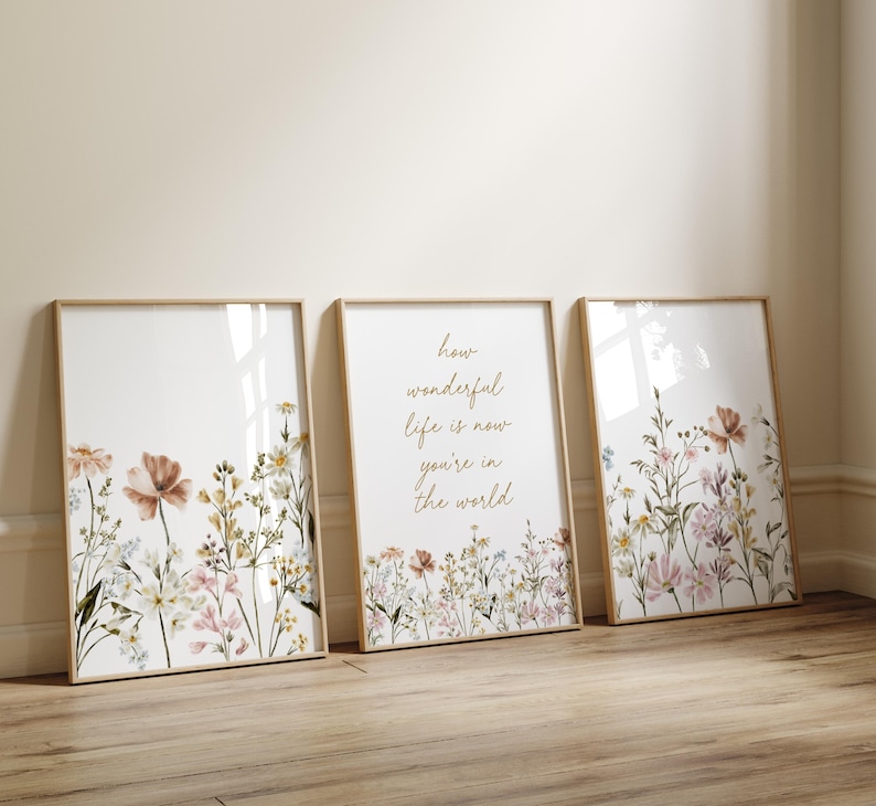 Girl Nursery Prints Wildflower Girl Room Wall Art Nursery Botanical ...