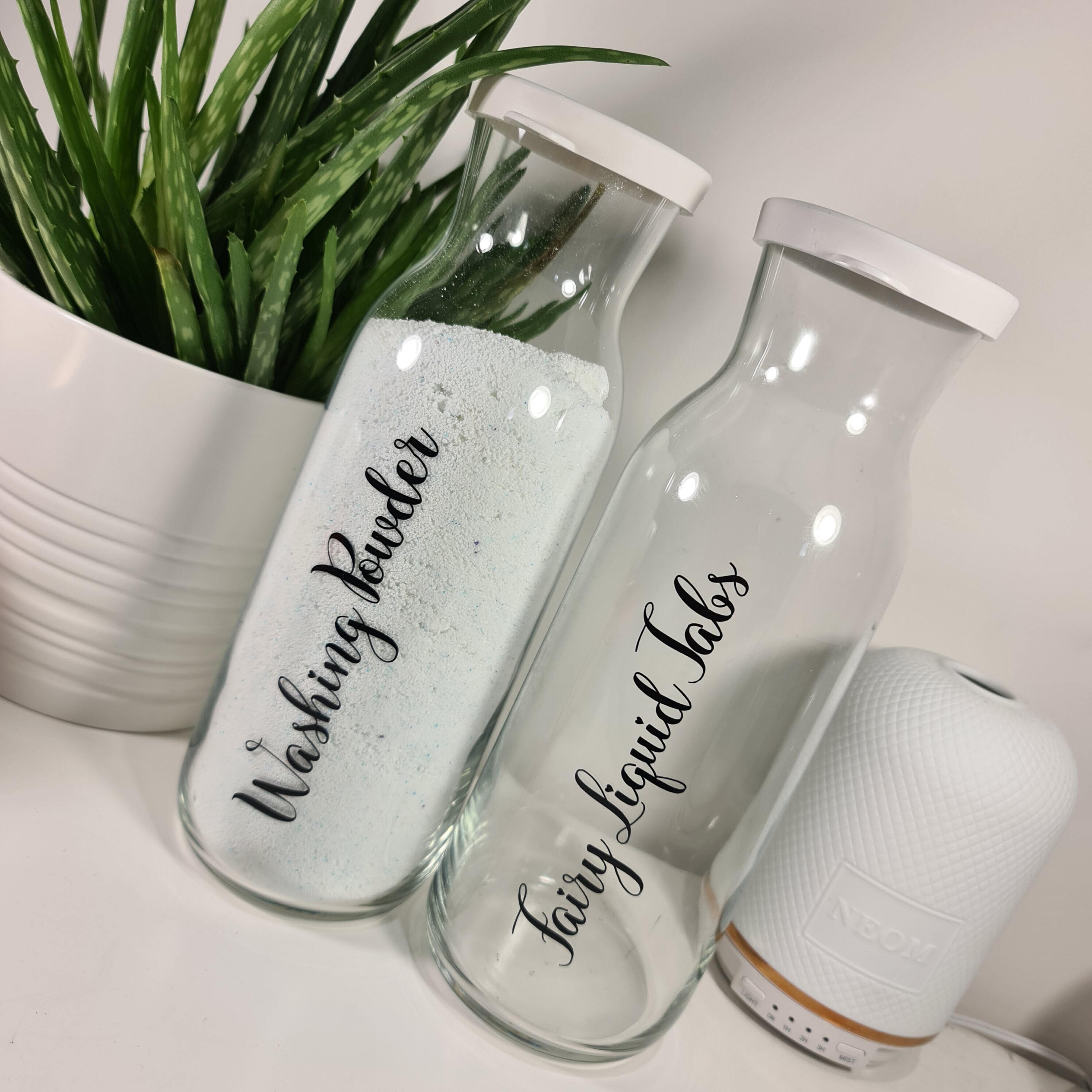 Glass Carafe Storage Bottle With Lid 1.2 L - Personalised Stamped