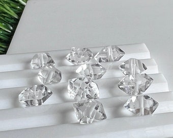 Drilled herkimer diamond crystal beads , natural raw drilled herkimers