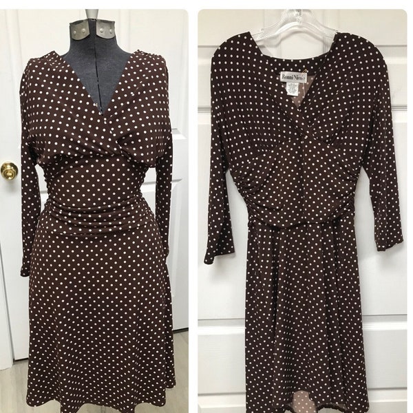 Vintage late 80's Brown Polka Dot Pretty Woman Dress