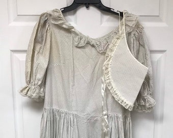 Vintage 60&#39;s/70&#39;s Centennial Little House on the Prairie 1860&#39;s Victorian Pioneer Costume Dress With Bonnet