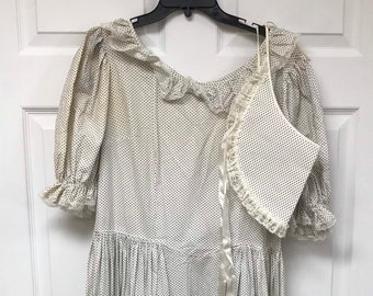 Vintage 60's/70's Centennial Little House on the Prairie 1860's Victorian Pioneer Costume Dress With Bonnet