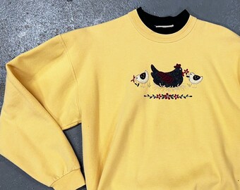 Vintage 90's Granny Chick & Hen Chicken Sweatshirt