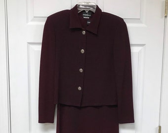 Vintage 90's Does 40's Dark Maroon Dress & Blazer Suit Set