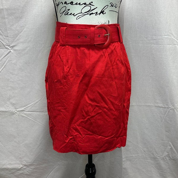 Vintage 80's Chucky Belted Red Skirt Set