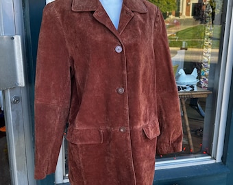 Giacca in vera pelle scamosciata da donna vintage anni '80