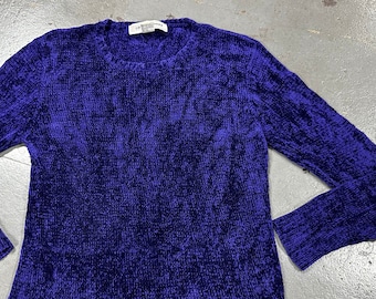 Vintage 80's Deep Blue Soft Knit Fuzzy Sweater