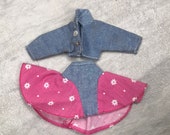 Genuine 80 39 s Barbie Stone Washed Denim Jacket Skirt Set