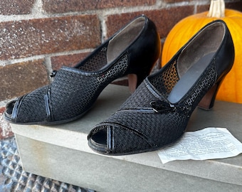 Vintage jaren 40/50 mesh pumps met hak in doos 4