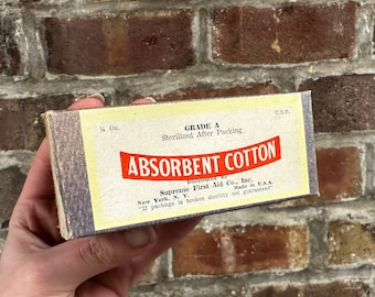 Vintage 50's New In Box 1st Aid Cotton Bandage