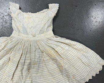 Antique 1840's White Cotton Baby Dress All Hand Sewn!