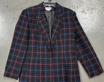 Late 70's Women's Pink & Blue Plaid Blazer