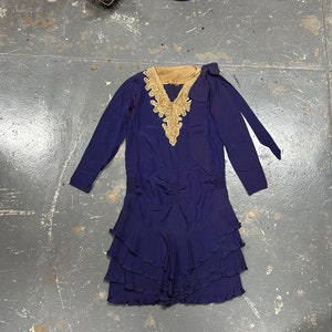 Antique 1929 Purple Silk Flappers Wedding Dress