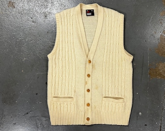 Vintage 70's Plain Cream Sweater Vest