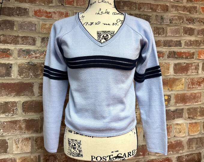 Y2K 90's Baby Blue Varsity Sweater Shirt Etsy