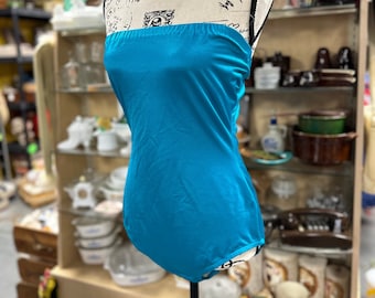 Vintage 70&#39;s/80&#39;s Teal Neon Leotard One Piece Swim Suit