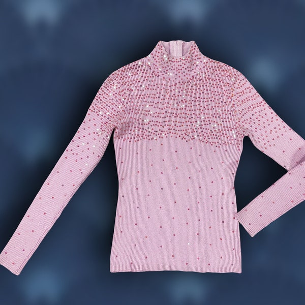 Vintage 90's Pink Sequin Crew Neck Sweater
