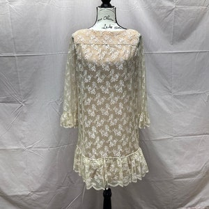 Peachy Pink Late 60&#39;s Lace Mini Skirt Wedding Dress Sharon Tate Style