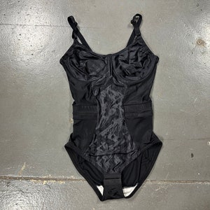 Vintage anni &#39;90 sexy 36B un pezzo nero modellante guaina Merry Widow bustier corsetto reggiseno
