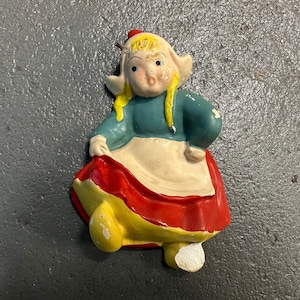 Decorazione da parete per cucina con ragazza olandese in ceramica di gesso degli anni &#39;30
