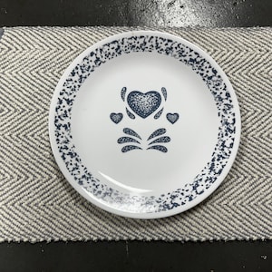 Vintage 80&#39;s Cornflower Blue Cotton Log Cabin Placemat Set for 4